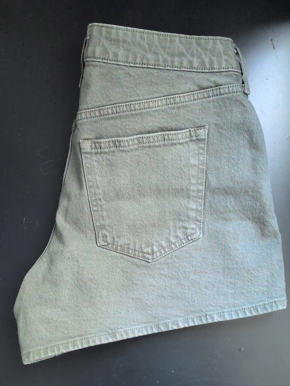 Classic High-Rise Green Denim Shorts
